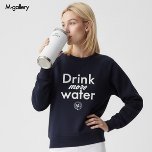 Mgallery多喝水drink more water标语简约挺括圆领卫衣25AWWY0035