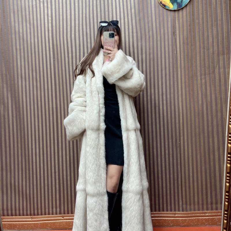 付智恩气质名媛长款皮草外套气质