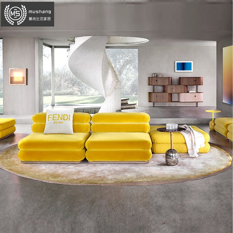 芬迪FENDI新款沙发 意大利轻奢设计师布艺沙发大客厅模块组合沙发
