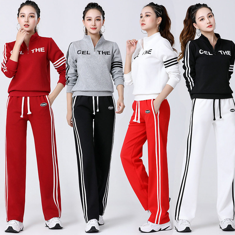 吉美广场舞服装秋冬新款双杠运动休闲套装女中老年团队比赛健身服