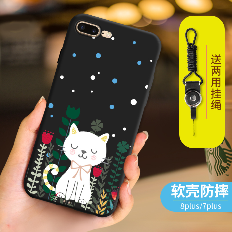 iphonÆ»¹û7pulsÊÖ»ú¿ÇiPhone8p¿¨Í¨²Ê»æiphong8plusºÚÉ«¹è½º5.5´ç