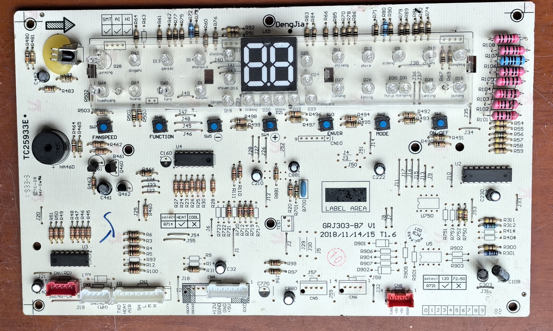 30568258格力5P清新风空调柜机内显示板D815F33D电路板 GRJ303-B7