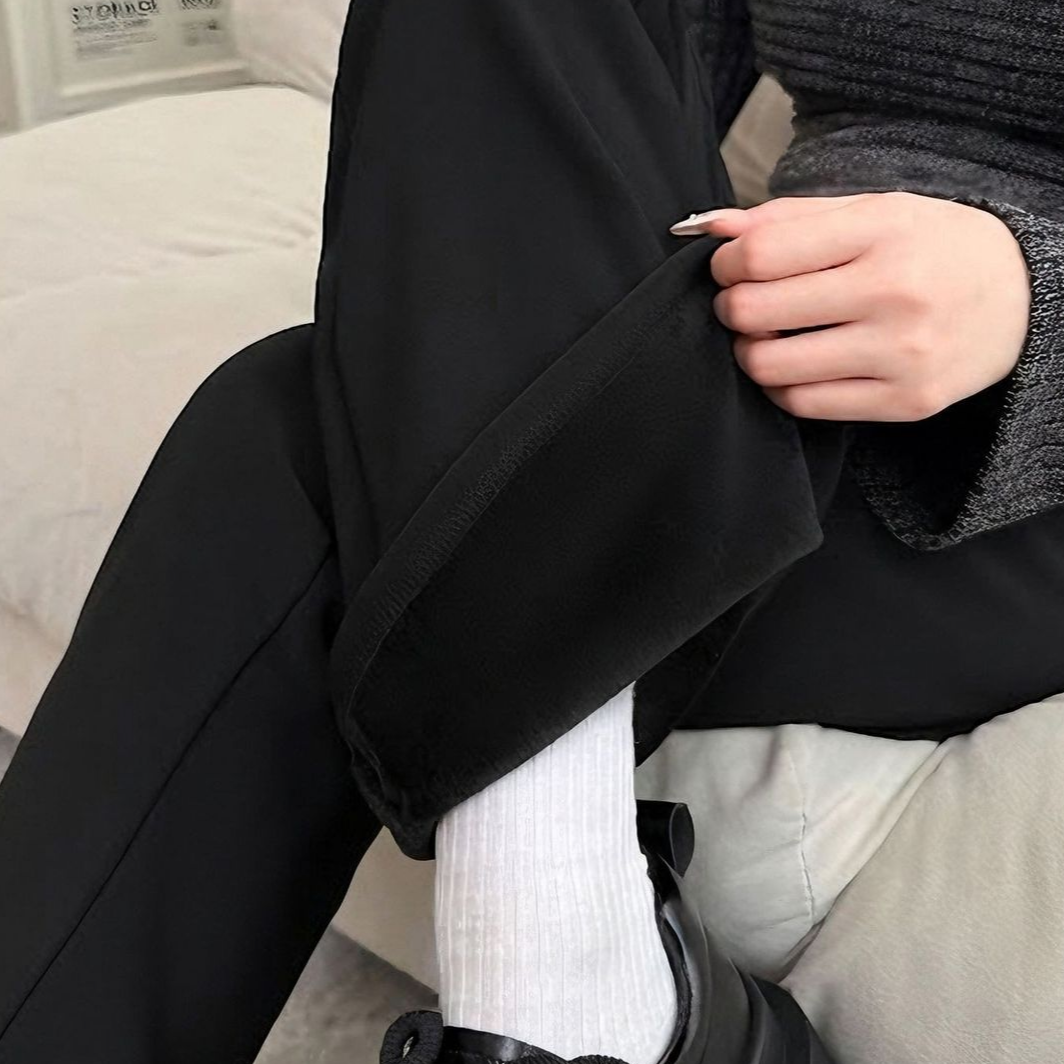 黑色微喇西装裤女冬高级感垂感小个子高腰显瘦胖mm大码喇叭马蹄裤
