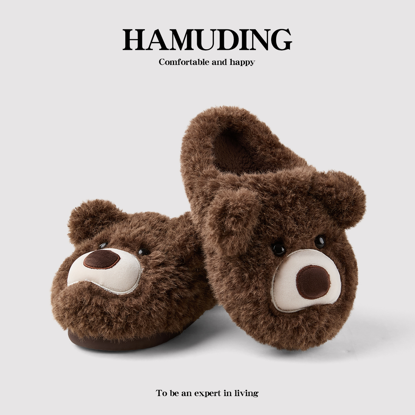 2025新款棉拖鞋女冬季居家室内保暖防滑可爱小熊情侣家用毛毛拖鞋