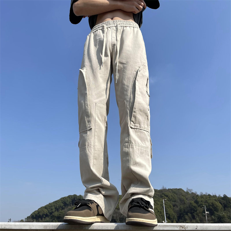 2025春季新款！帅气宽松直筒阔腿工装长裤809B-D81-P65控88,男装工装外套,星座809B（原星座805）