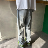 2025春季新款原创设计刺绣印花破洞直筒牛仔805-D05-P55控68，男装休闲裤，星座809B（原星座805）