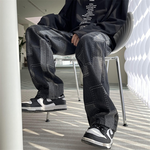 2025春季新款 宽松 直筒 提花工艺牛仔裤 805-D27-P55控68，男装牛仔裤，星座809B（原星座805）