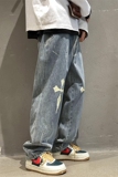 2025春季新款！宽松阔腿牛仔裤个性十字架长裤805-D15-P60控78，男装牛仔裤，星座809B（原星座805）