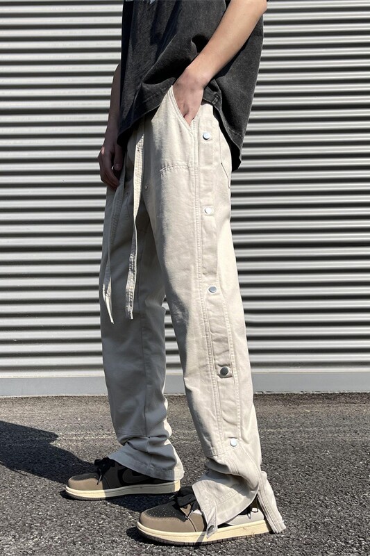 2025春季新款！帅气排扣宽松直筒阔腿工装长裤809B-D85-P65控88,男装工装外套,星座809B（原星座805）