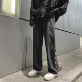 秋季港风宽松阔腿牛仔裤直筒侧边格子裤子805-T07-P50控68，男装牛仔裤，星座809B（原星座805）