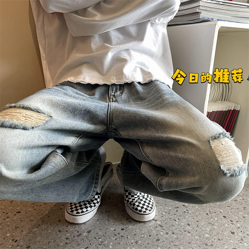 2025春季新款原创设计刺绣印花破洞直筒牛仔805-D05-P55控68,男装休闲裤,星座809B（原星座805）