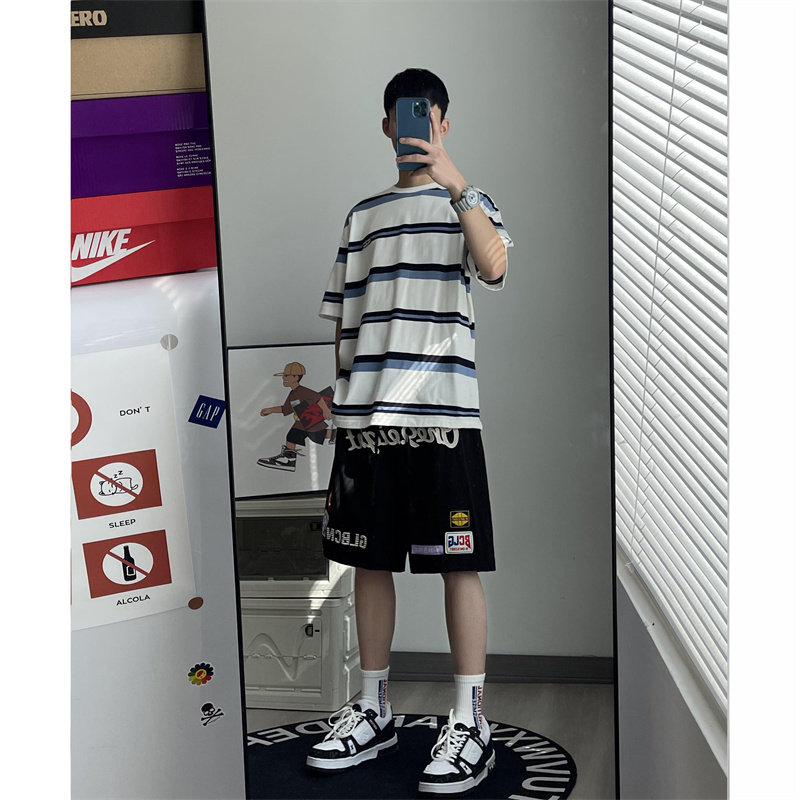 2025夏季新款！宽松阔腿刺绣五分短裤809B-DK03-P45控58,男装牛仔裤,星座809B（原星座805）
