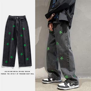 2025春季款 星星刺绣宽松直筒 牛仔裤 805-D13-P60-控78图片