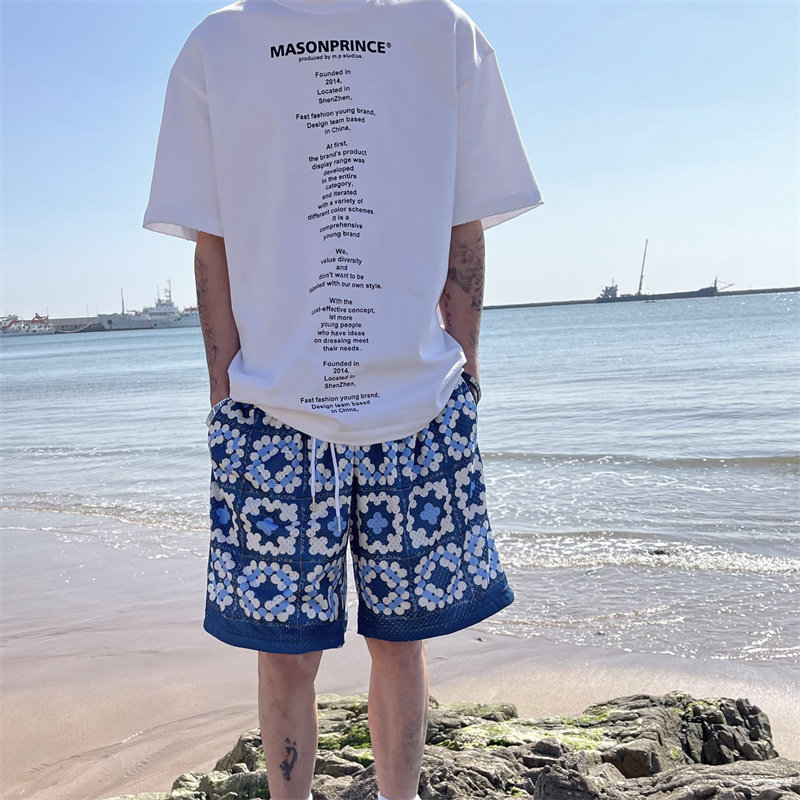 2025夏季新款！宽松印花五分短裤805-DK02-P35控48,男装牛仔裤,星座809B（原星座805）