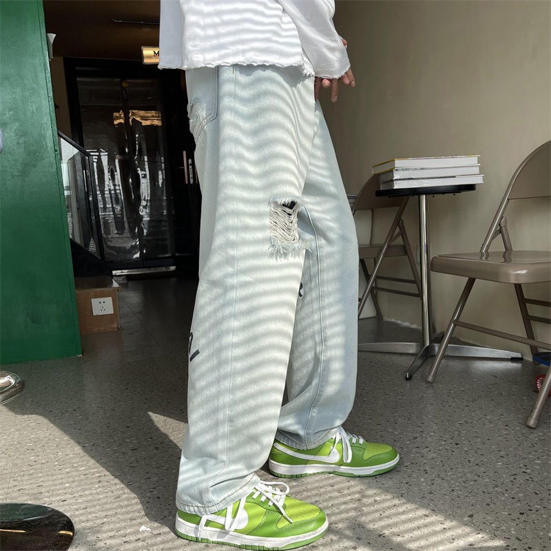 2025春季新款原创设计刺绣印花破洞直筒牛仔805-D05-P55控68,男装休闲裤,星座809B（原星座805）