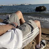 2025夏季新款！宽松直筒三条杠五分休闲短裤809B-DK11-P35控48，男装牛仔裤，星座809B（原星座805）