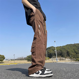2025春季新款！帅气宽松直筒阔腿工装长裤809B-D81-P65控88，男装工装外套，星座809B（原星座805）