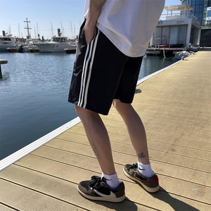 2025夏季新款！ 宽松直筒三条杠五分休闲短裤 809B-DK11-P35 控48，男装牛仔裤，星座809B（原星座805）