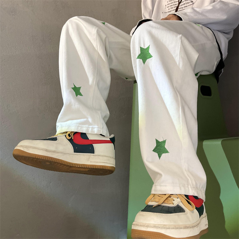 2025春季款星星刺绣宽松直筒牛仔裤805-D13-P60-控78,男装牛仔裤,星座809B（原星座805）