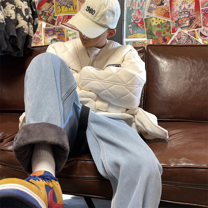 2025冬季加绒加绒加厚宽松直筒百搭牛仔裤805-KZ113-P60-控78,男装牛仔裤,星座809B（原星座805）