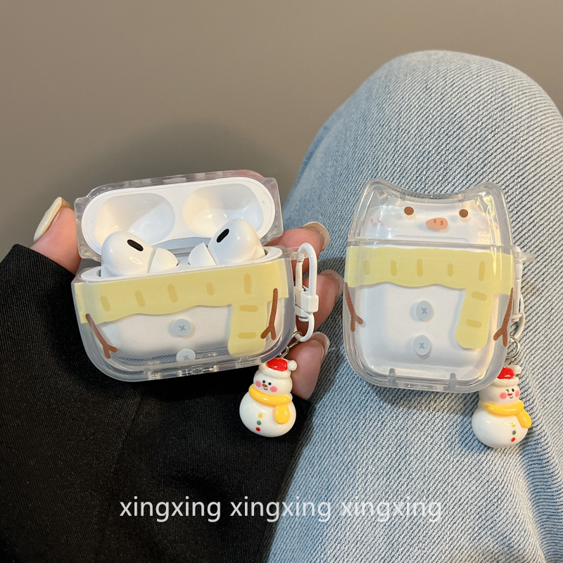 适用airpods保护套可爱围巾小猪
