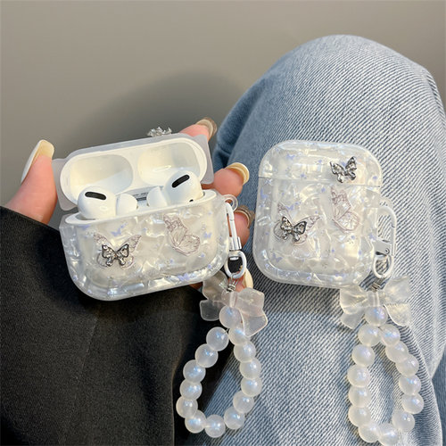 适用airpods保护套贝壳立体蝴蝶