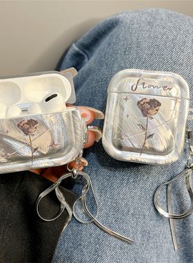 ins高级羽纱黑色玫瑰适用AirPods Pro2保护套苹果4代蓝牙无线3代耳机壳