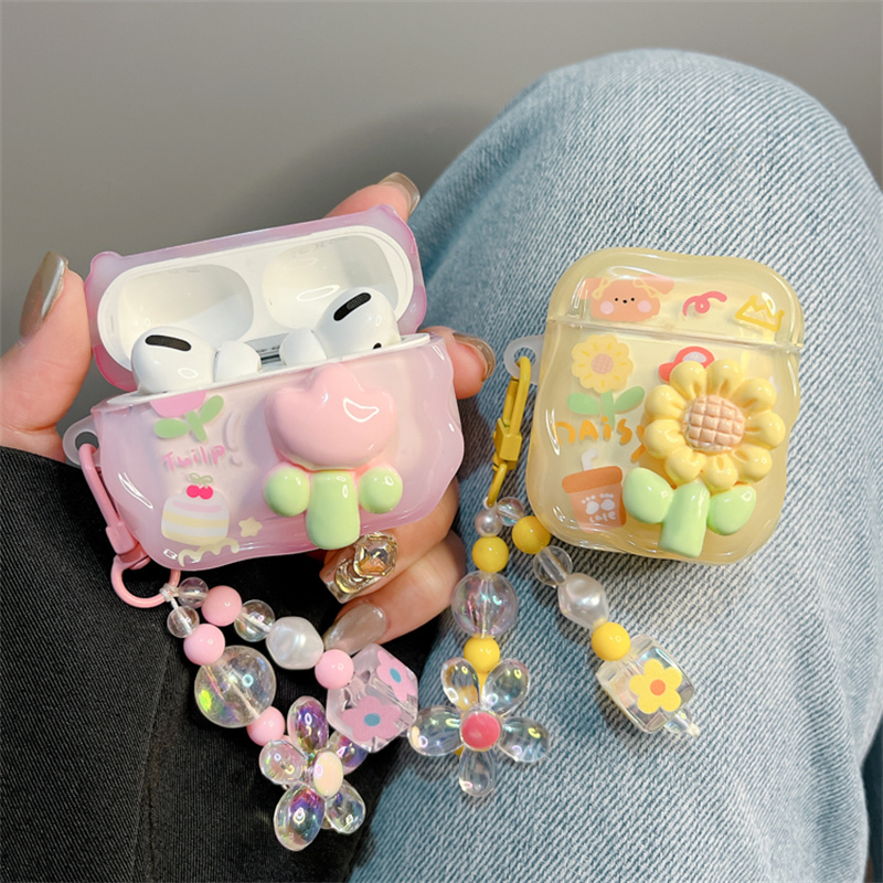 适用airpods保护套夏日清新花朵