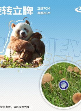 巧克力棕色大熊猫七仔抱木桩立牌亚克力旋转摆件立牌支持来图定制