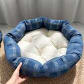 秋冬季 羊羔绒圆形狗窝加厚保暖宠物窝中小型犬耐刨田园小清新猫窝
