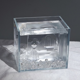 华丽造景婚纱宫殿鱼缸造景微景观泰国斗鱼创意摆件办公装饰