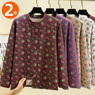 德绒秋衣女士中老年开衫保暖上衣