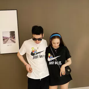 包邮 卡通字母动漫辛普森恶搞logo印花情侣T恤百搭短袖 夏季 男女款