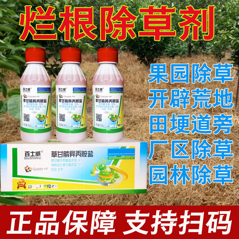 百士威草甘膦铵盐杂草除草剂烂根除草剂果园花椒园柑橘园除草剂图片