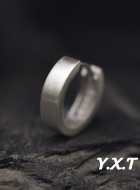 925纯银耳环耳圈耳扣磨砂拉丝亚光极简约百搭气质平面窄素面 YXT