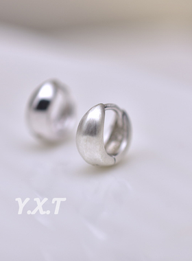 925纯银小耳骨环光面磨砂百搭