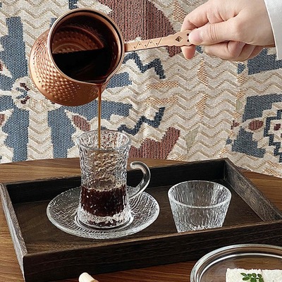 土耳其咖啡杯碟套装 玻璃红茶杯欧式阿拉伯下午茶花茶小杯子出口