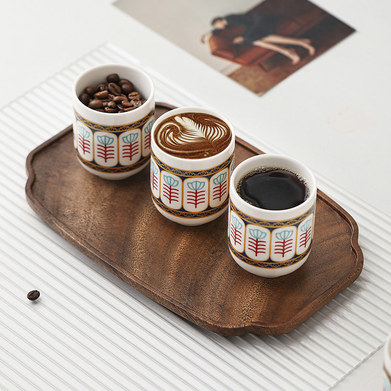 咖啡杯碟套装英式白瓷浓缩澳白杯180ml美式摩卡卡布奇洛陶瓷杯子