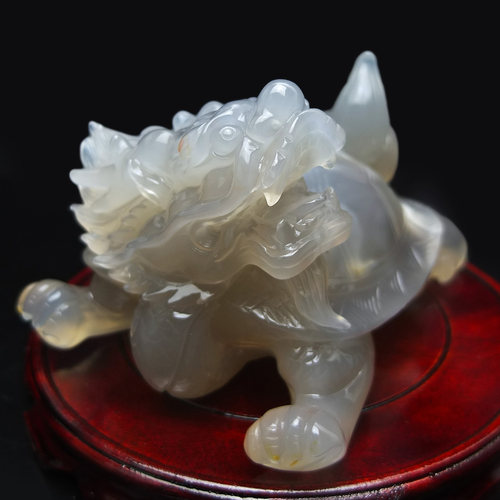 天然玛瑙玉髓龙头龟摆件