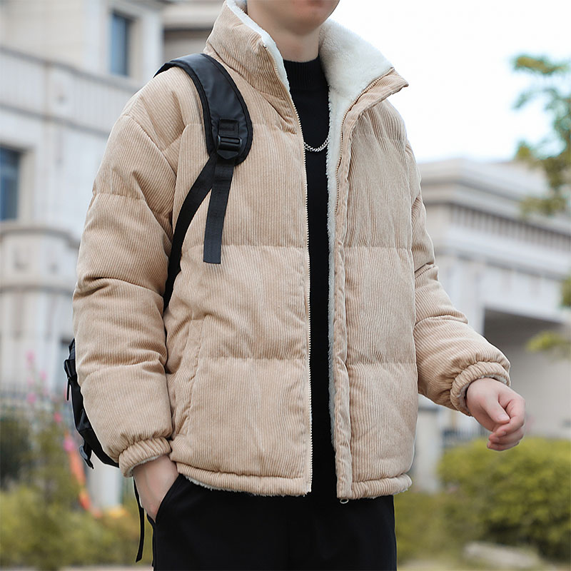 正反灯芯绒棉服双面穿