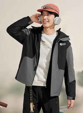 乔丹男梭织厚外套2024冬季新款运动休闲防水连帽风衣QDFFD3244517