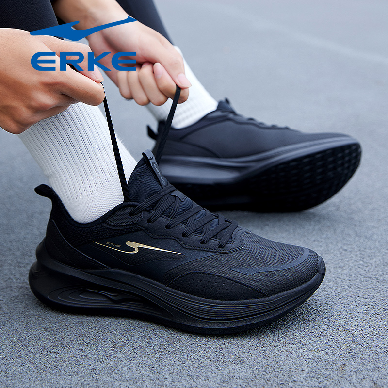 凌悦鸿星尔克男鞋中老年爸爸父亲黑色运动鞋男士轻便软底跑步鞋子