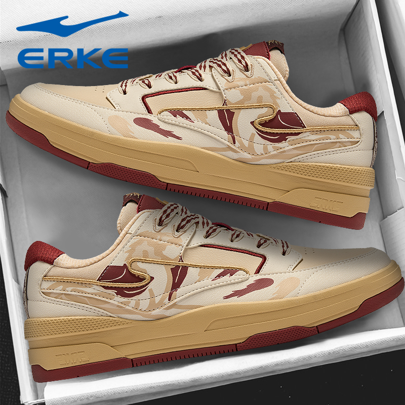 无双敦煌马鸿星尔克男鞋冬季红色新年款情侣运动休闲鞋厚底板鞋女