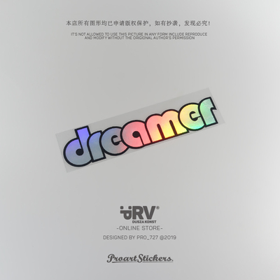 PROart创意 dreamer 追梦人 梦想家 个性车贴 镭射镜面贴 反光贴