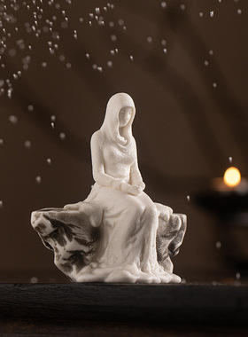 冰雕雪女创意陶瓷摆件仕女禅意家居客厅玄关酒柜博古架装饰艺术品