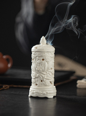 创意陶瓷荷花迷你小香炉家用室内茶道书房小盘香炉禅意香薰炉摆件