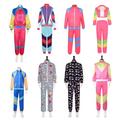 亚马逊热销90S运动服cos套装 万圣节复古80S 90年代嘻哈角色扮演
