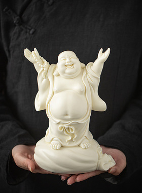 德化陶瓷大肚弥勒佛摆件招财布袋弥勒笑佛家居客厅酒柜玄关装饰品