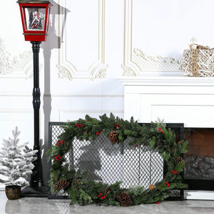 仿真混合圣诞花环青藤条编织门挂店铺橱窗装饰品亚马逊跨境