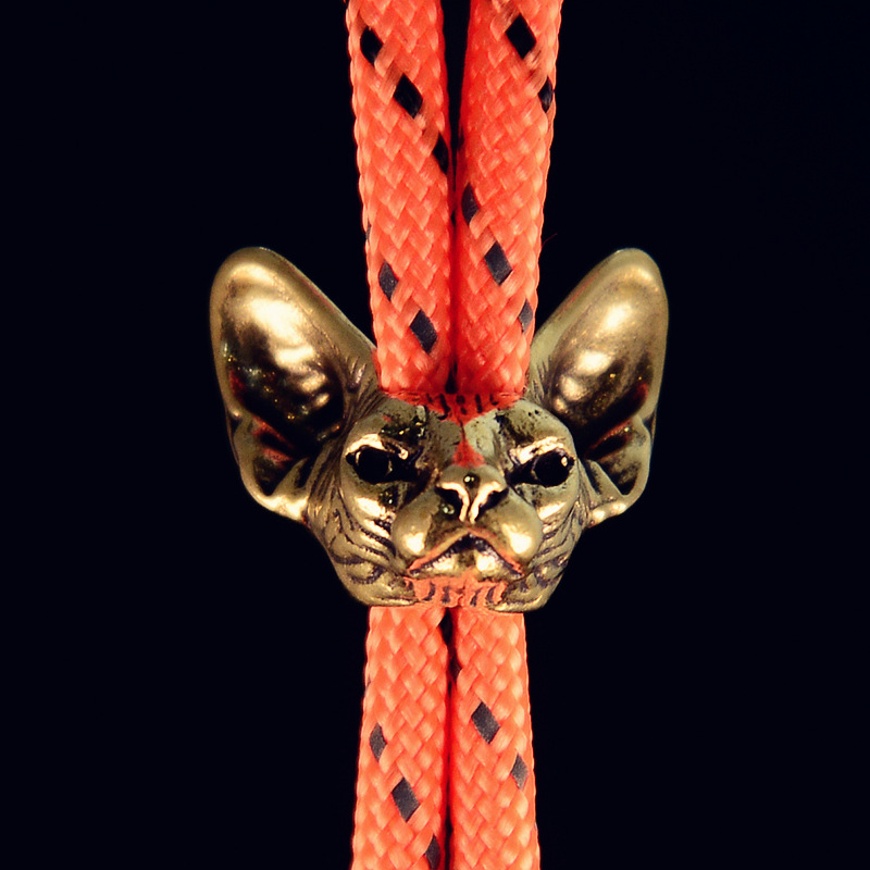 热销EDC黄铜猫芬克斯刀坠 伞绳坠 手电筒坠手工DIY指虎坠配件